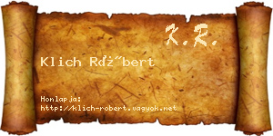Klich Róbert névjegykártya